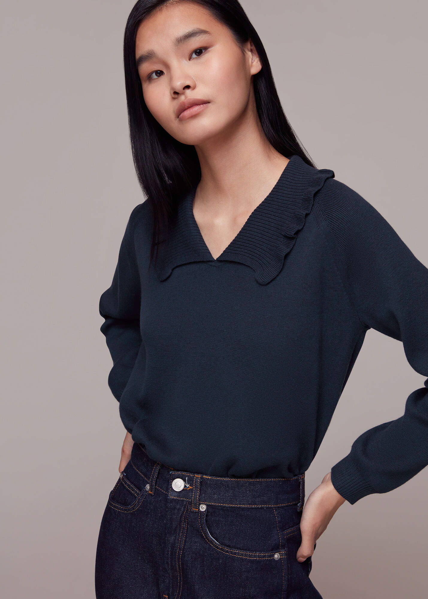 Jumper with deals frill collar